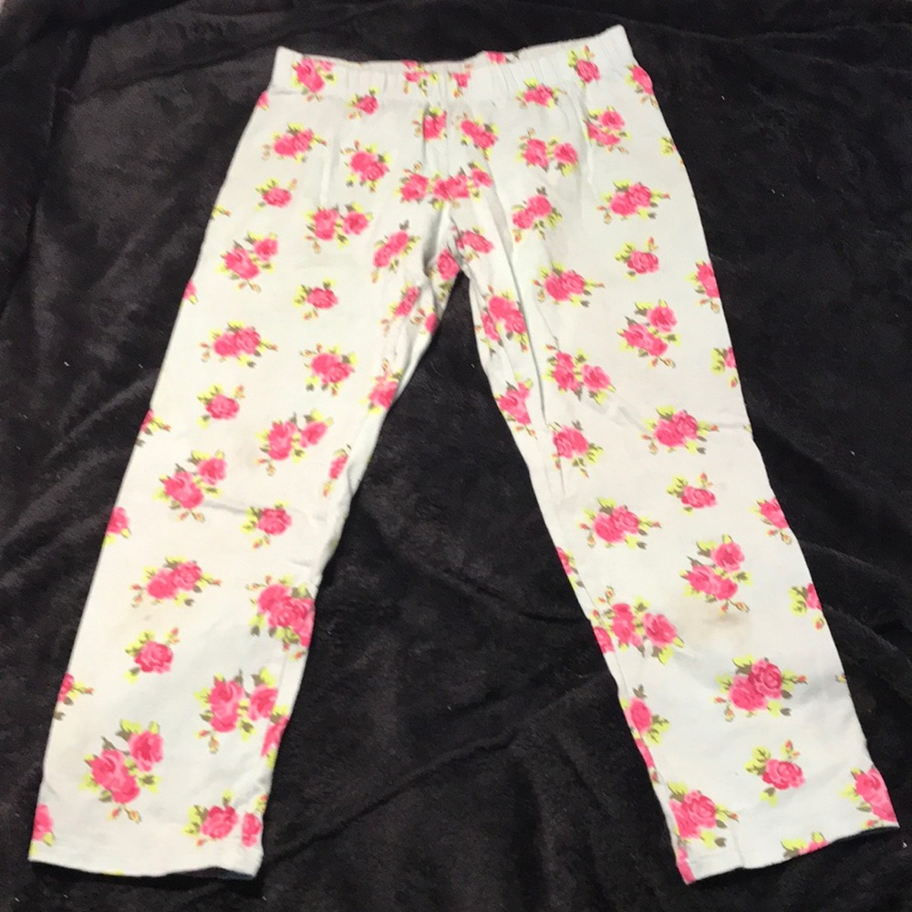 Blue and pink floral leggings